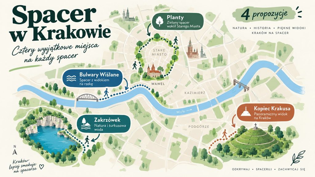Gdzie wybrać się na spacer w Krakowie? Najlepsze trasy, parki i miejsca z widokiem