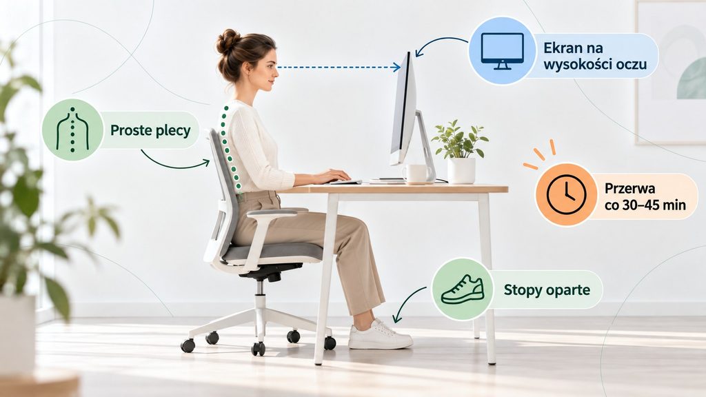 Jak dbać o kręgosłup przy pracy siedzącej? Ergonomia, ruch i przerwy, które naprawdę mają znaczenie
