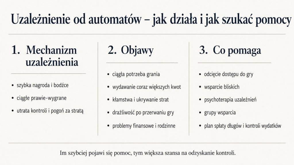 Uzależnienie od automatów hazardowych: mechanizm, objawy i leczenie krok po kroku w Polsce i online