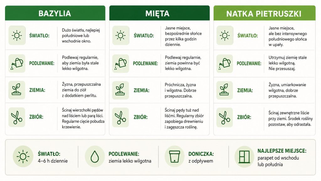 Zioła na parapecie – jak uprawiać bazylię, miętę i natkę w domu